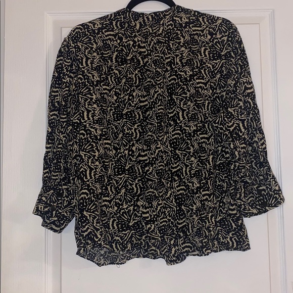 ba&sh Lio Pintucked Shirt Abstract Blouse 100% viscose half sleeves Size 2 - Picture 8 of 16